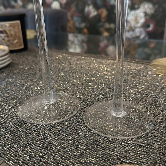 Duo of silver long stem tea light holders - Picture 4 of 5